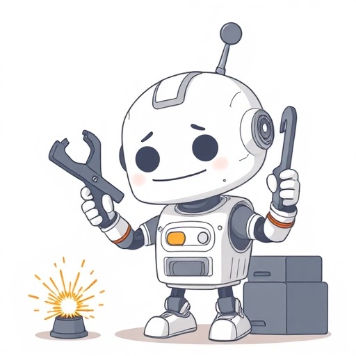 Lustiger Roboter bei der Reparatur